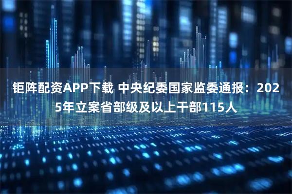 钜阵配资APP下载 中央纪委国家监委通报：2025年立案省部级及以上干部115人